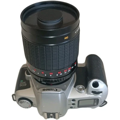Canon EOS 500N mit Mirror Lens 8/500mm, Canon EOS mit 500er Spiegelobj. Konvolut - Bild 1 von 3