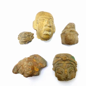 Pre Columbian artifact lot carved heads collection - Picture 1 of 6