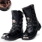 Men's Army Boots 2023 Leather Winter Black Metal Punk Boots NEW