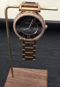 Woman’s Watch Michael Kors Black Gold Steel White Dial Quartz Excellent - Picture 1 of 5