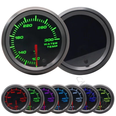 2''52mm Water Temp Gauge Meter W/ 1/8 NPT Temp Sensor 100-300℉ 7 Color LED - Image 1 of 4