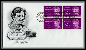 US FDC # 1236 5c Eleanor Roosevelt block Artmaster  1963, 9L163 - Picture 1 of 1
