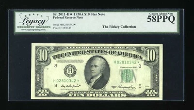 DBR 1950-A $10 FRN St. Louis STAR Fr. 2011-H* Legacy 58 PPQ Serial H02810342* - Image 1 of 2
