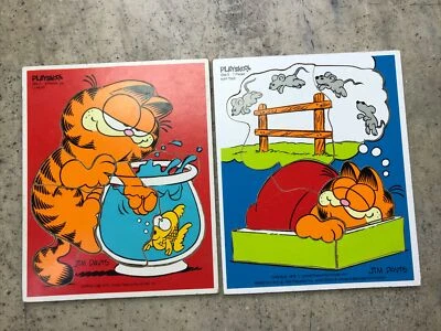 Rompecabezas bandeja Garfield Playskool 1978 de colección ¡Almuerzo! & Sip Time - Jim Davis Completo Foto 1 de 4