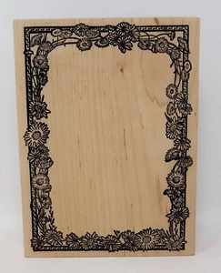 1990's Magenta Rubber Stamp, Floral Picture Frame 7" x 5 1/4" - Picture 1 of 3