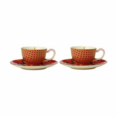 Maxwell & Williams TC Silk Road Tasses à espresso avec soucoupe Set de 2 tass... - Photo 1/2