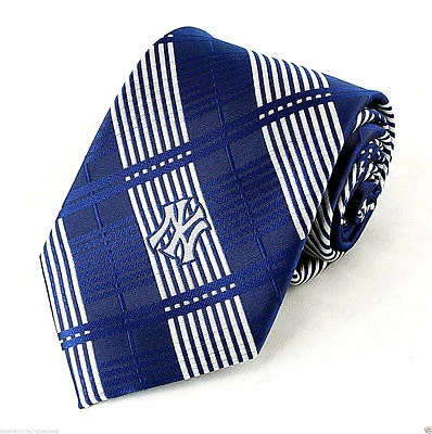 Corbata azul deportiva de béisbol con licencia MLB New York Yankees a cuadros para hombre  Foto 1 de 2