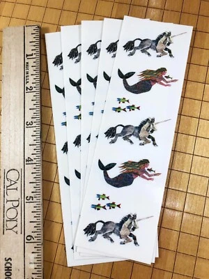 5 pegatinas de la señora Grossman Eric Carle unicornio sirena pez fantasía bajo el mar océano Foto 1 de 4