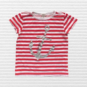 J Crew Crewcuts Girls Anchor By the Sea Tee Shirt Red White Short Sleeve Sz 6-7 - Picture 1 of 11