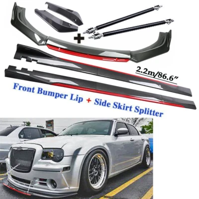 Carbon Fiber Front Bumper Lip Spoiler + Side Skirt Rear For Chrysler 300 F Foto 1 de 4
