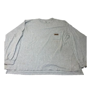 Walls Shirt Mens 2XL Gray Long Sleeve Pocket Tee Blank Work Wear Crew Outdoors - Picture 1 of 9