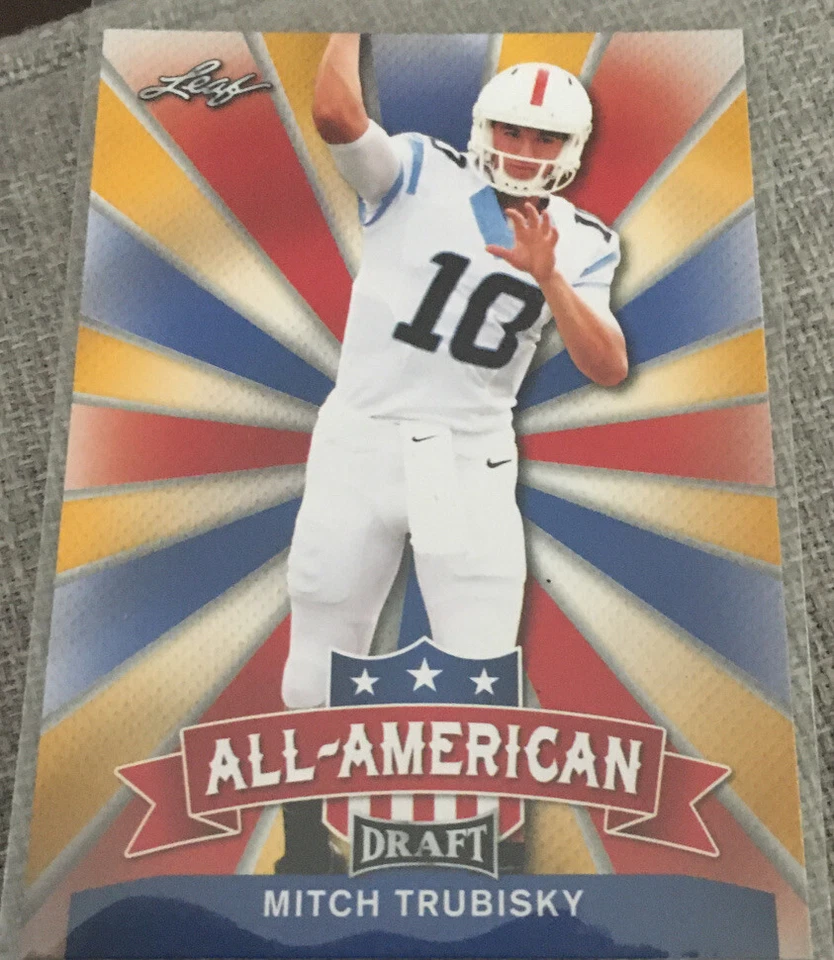 Mitchell Trubisky RC 2017 Leaf Draft All-American GOLD Rookie Card Chicago Bears - Image 1 of 1