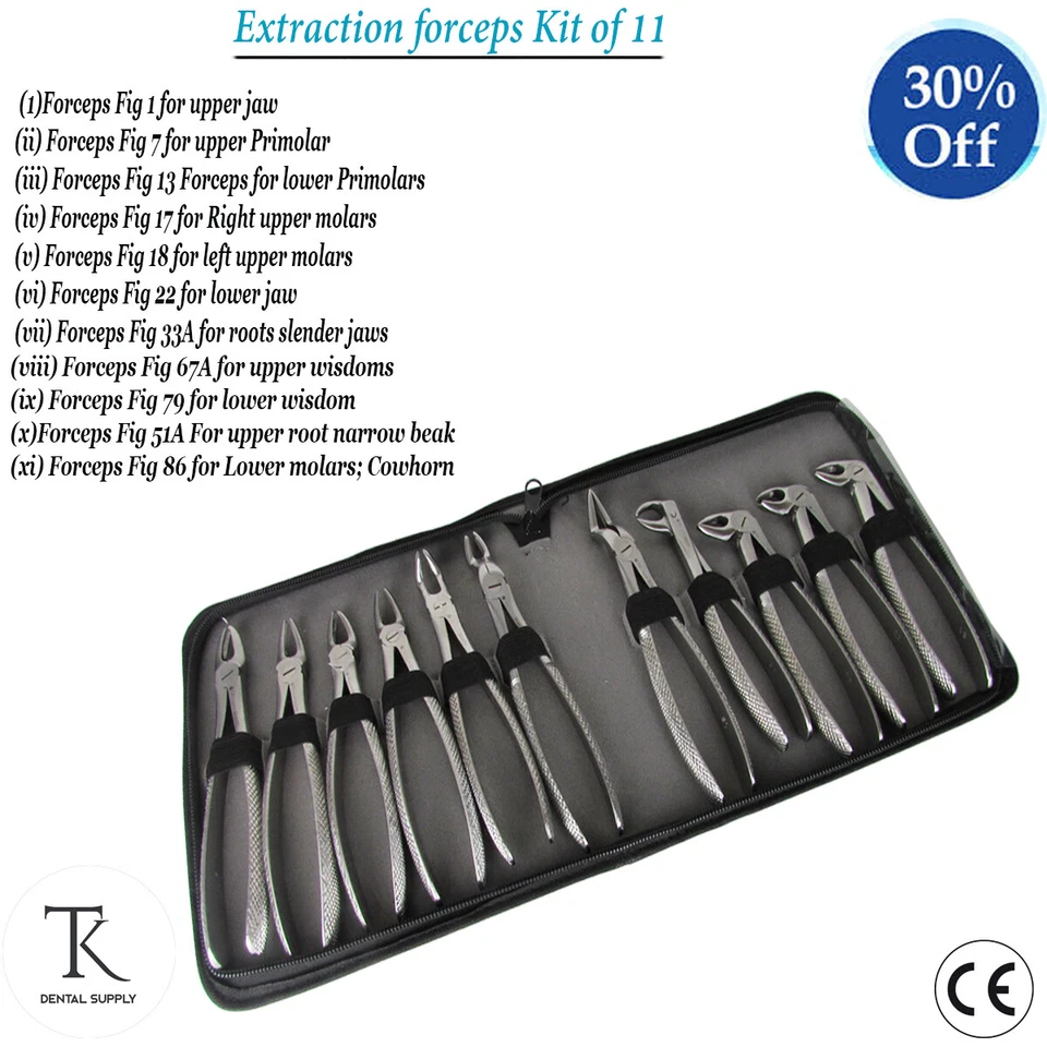 TK PLUS Chirurgisch Erwachsene Zahn Extrakting Zahnarztliche Wurzeln Zange Kit Von 11