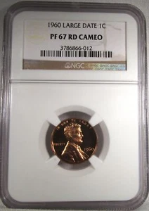 1960 Large Date Lincoln Memorial Cent NGC PF67 RD CAMEO Coin AS26 - Picture 1 of 4