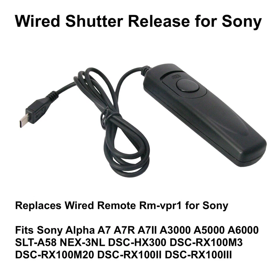 Wired Shutter Release for Sony Alpha A7 A7R A7II A3000 A5000 A6000 SLT-A58 - Image 1 of 1