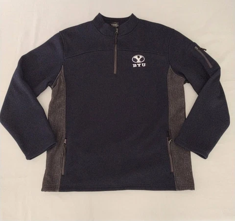 BYU Cougars Sweater Men Extra Large 1/4 Pullover NCAA Cougars Embroidered b5 Cover