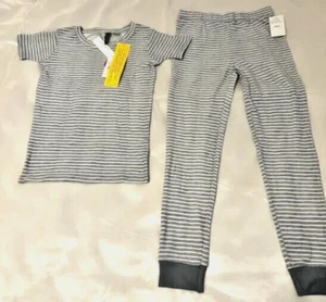 Gray and White Striped Two Piece Pajama Set Large (Unisex) *Bonus Mask and Socks - Picture 1 of 9
