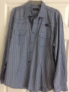 Vintage Mens Shirt 7 Diamonds XXL White Blue Embroidered Western Shirt - Picture 1 of 4