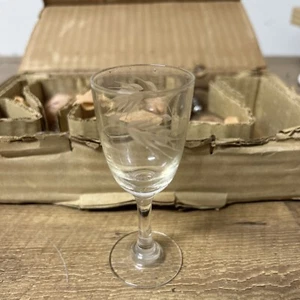 Vintage Wheat Etched Cordial Wine Glasses Set Of 5 - Picture 1 of 4