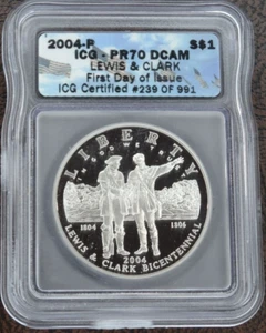 2004-P Lewis & Clark Silver Dollar Proof ICG PR 69 US Mint $1 Commemorative FDOI - Picture 1 of 2