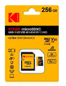 Kodak 256GB Ultra MicroSDXC UHS-1 U3 V30, 100 MB/s, A1 4k - Bild 1 von 1