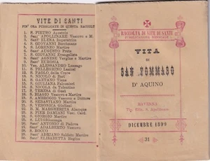17116-OPUSCOLO,VITA DI SAN TOMMASO D'AQUINO, ED. RAVENNA TIP. S. APOLLINARE 1890 - Picture 1 of 4
