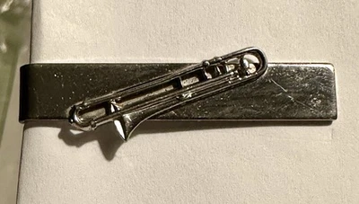 Vintage Silver Tone Trombone Tie Clip - Image 1 of 3