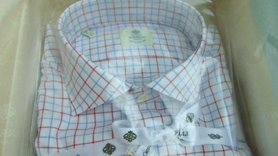 BORRELLI NAPOLI REALE SARTORIA 1°LINEA TG 43 COTONE FATTA A MANO 375,00 BOR-2ffC - Immagine 1 di 4