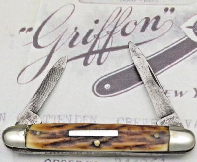 Antique GRIFFON GERMANY Tiny Senator Penknife Genuine Stag Handles - Used Knife - Image 1 of 4