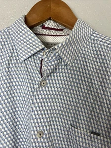 Camisa Ted Baker London con botones talla 3 mediana para hombre azul geométrico manga larga - Imagen 1 de 12