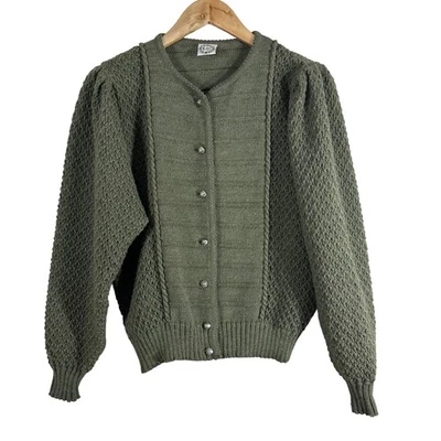 Cárdigan vintage para mujer St. Peter Trachten verde mezcla de lana pura talla M Foto 1 de 4