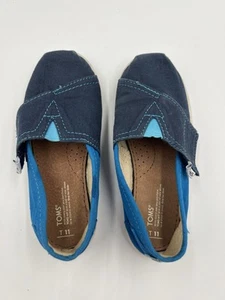 TOMS Kids Toddler Shoes Size 11 Alpargata Knit Slip On Flats Blue - Picture 1 of 7