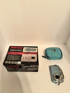Pentax Optio M50 Digital Camera 5x Optical Charger Battery Memory Card SD Blue - Picture 1 of 5