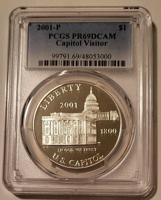 2001 P Capitol Visitor Commemorative Silver Dollar Proof PR69 DCAM PCGS - Image 1 of 2