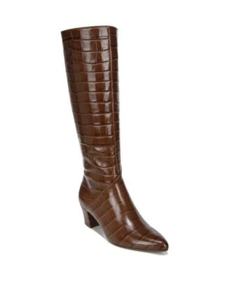 NATURALIZER 鞋女式棕色 Melanie 尖头粗跟皮靴 8 — 第 1/4 张图片