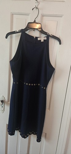 Abito estivo smanicato blu navy Michael Kors taglia L con bordo oro