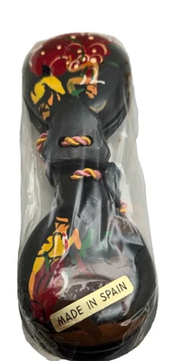 Par de castañuelas vintage pintadas a mano hechas en España años 70 Foto 1 de 4