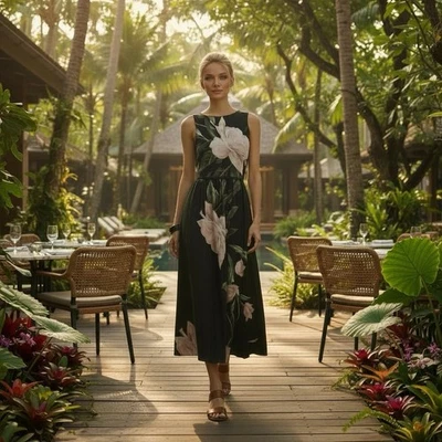 Vestido Floral Ted Baker Lino Talla 12 / Nunca Usado - Cremallera Ha sido reemplazada Foto 1 de 4