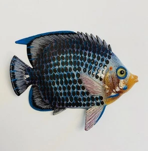 Purple and White Tropical Fish Wall Decor 12TFW12 Two Dimensional Painted Resin - Picture 1 of 1
