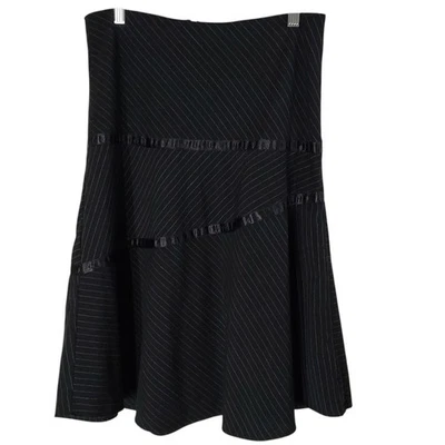 Wet Seal Skirt Black Striped Polyester Blend Zip Flares Trim Womens Size Small - Image 1 of 4