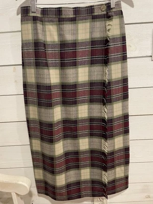 Falda para mujer Talbots vintage años 80 a cuadros lana envolvente manta maxi talla 12 hecha en EE. UU. Foto 1 de 4