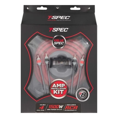 T-SPEC V8 4 AWG 100% OFC (OXYGEN FREE COPPER) 1500W AMPLIFIER WIRING KIT w/ RCA - Image 1 of 4