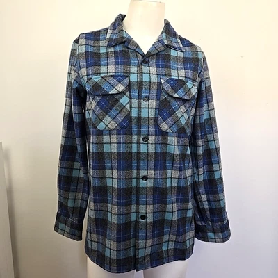 Pendleton 1961 Original Surf Plaid Flannel Board Shirt Beach Boys Men's M Blue - Image 1 of 4