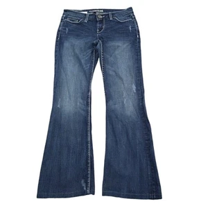 BKE Denim Pants Womens 27 Blue Mid Rise Flare Leg Stretch Jeans Bottoms - Picture 1 of 20