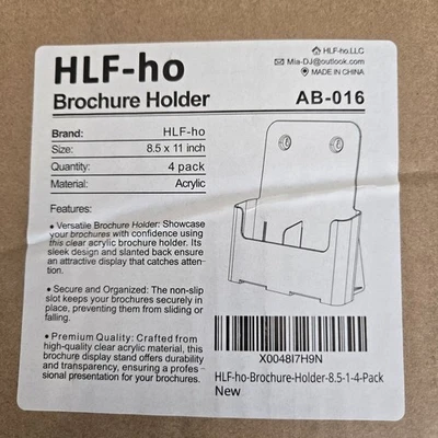 Large Brochure Holder 4 Pack Flyer Stand Clear Display 8.5"x11" AB-016 HLF-ho - Image 1 of 4