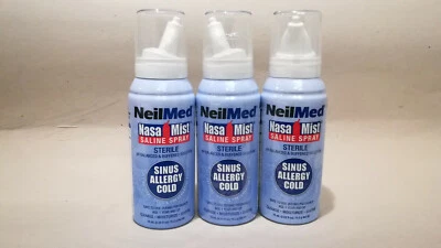 (3) NeilMed Nasa Mist Saline Spray air travel size 2.53 oz exp 2029 allergy cold - Image 1 of 3