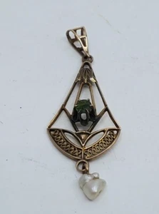 ANTIQUE   10K SOLID YELLOW  GOLD  SEED PEARL PENDANT J3 - Picture 1 of 5