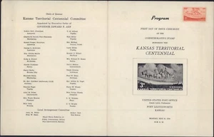 US 1954 KANSAS TERRITORY CENTENNIAL CEREMONY PROGRAM - Picture 1 of 2