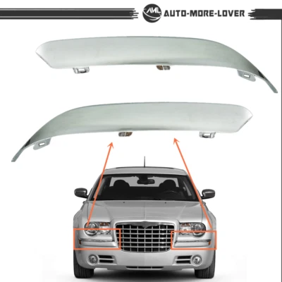 Chrome Plastic 2Pc Front Bumper Trim Set Engine For 2005-2010 Chrysler 300 5.7L - Image 1 of 4