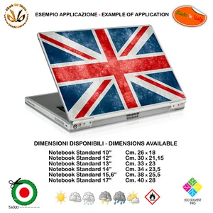 Bandiera inglese adesivo notebook tablet union jack sticker print pvc 1 pz. - Photo 1/2